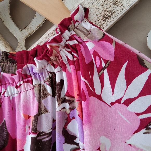 Maggy London Women's Flutter Sleeve Ruffle High Neck Blouson A-Line Midi Dress - Picture 10 of 15